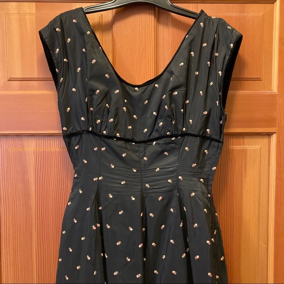 FABULOUS vintage rose bud taffeta dress, size S - Picture 3 of 11